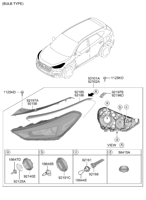 2021 Hyundai Tucson Headlamp Dust Cap Diagram for 92140-F2000