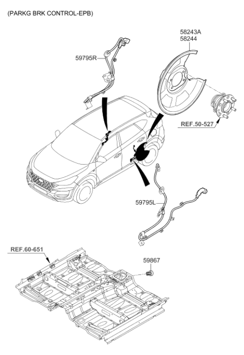 2020 Hyundai Tucson Dust Cover Rear Left Hand Diagram for 58243-D3710