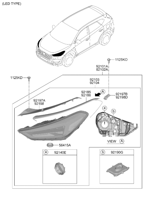 2020 Hyundai Tucson L.E.D Driver Module-HEADLAMP Diagram for 92190-D3750