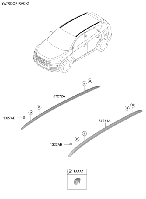 2019 Hyundai Tucson Roof Garnish & Rear Spoiler Diagram 2