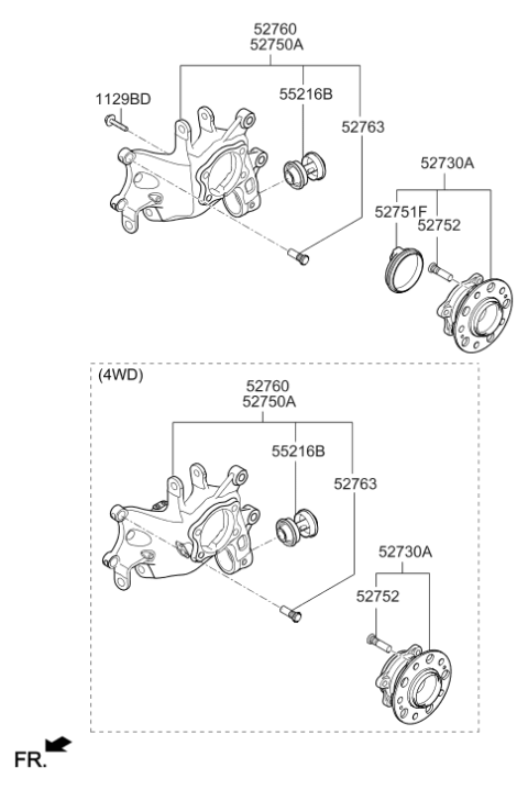 2020 Hyundai Tucson Rear Axle Carrier Assembly Right Hand Diagram for 52720-D3300