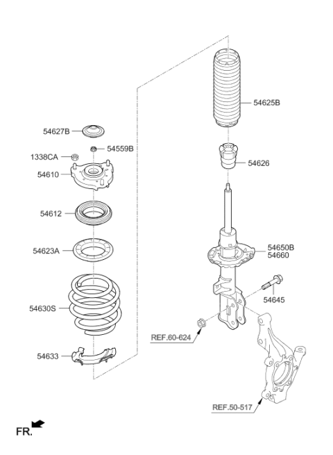 2020 Hyundai Tucson Front Strut Assembly Left Diagram for 54651-D3710