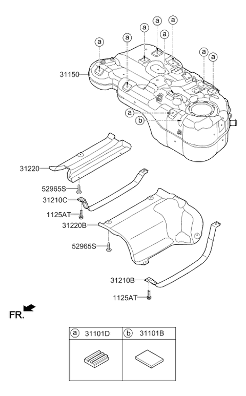 2021 Hyundai Tucson Fuel Tank Band Assembly Left Hand Diagram for 31210-D3000