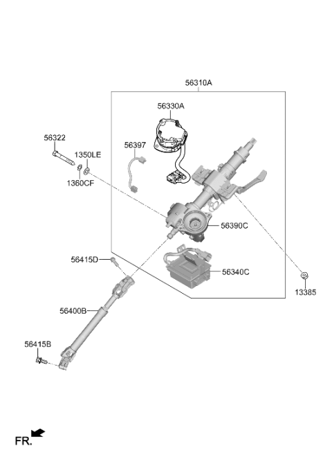 2019 Hyundai Tucson Column & Housing Assembly Diagram for 56390-D3010