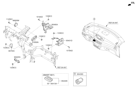 2020 Hyundai Tucson Smart Key Antenna Assembly Diagram for 95420-D3100