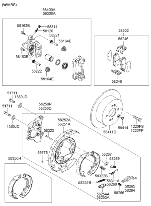 2006 Hyundai Accent Spring-Shoe Return,Upper Diagram for 58311-1G000