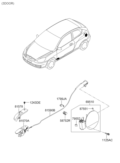 2005 Hyundai Accent New Body Style Fuel Filler Door Diagram 2