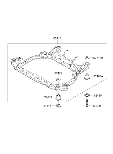 2005 Hyundai Accent Front Crossmember Assembly Diagram for 62400-1G000