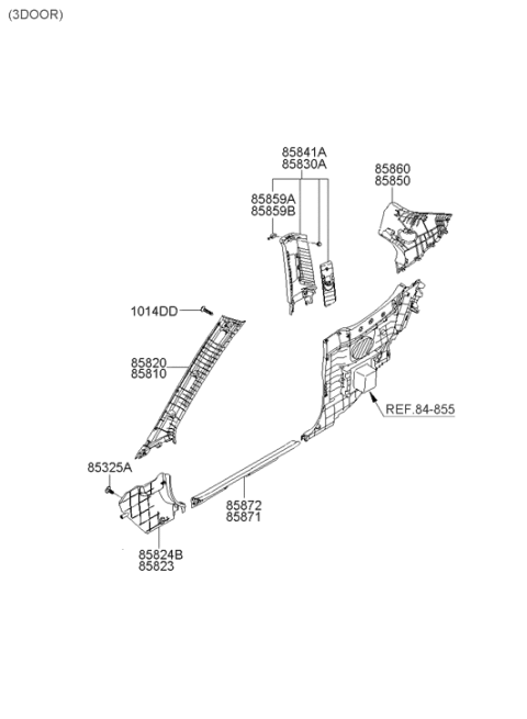 2005 Hyundai Accent New Body Style Interior Side Trim Diagram 2
