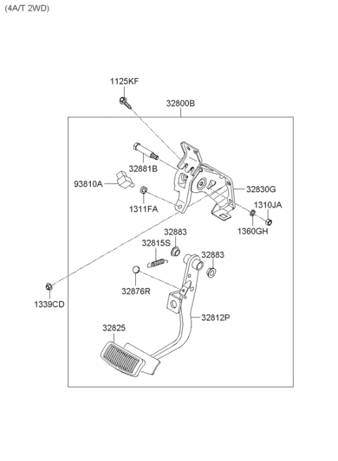 2005 Hyundai Accent New Body Style Brake & Clutch Pedal Diagram 2