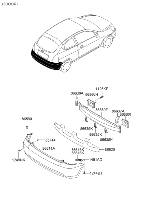 2005 Hyundai Accent New Body Style Rear Bumper Diagram 2