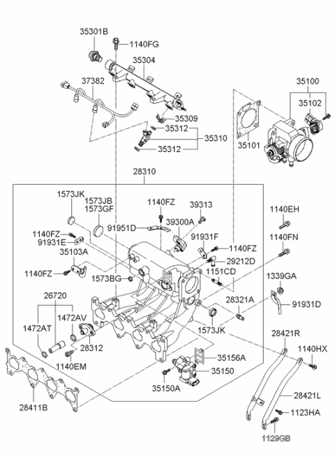 2005 Hyundai Accent Sensor Assembly-Map Diagram for 39300-38110