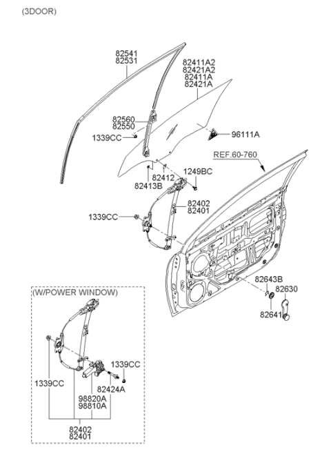 2006 Hyundai Accent Motor Assembly-Power Window Regulator Front,L Diagram for 98810-1E100