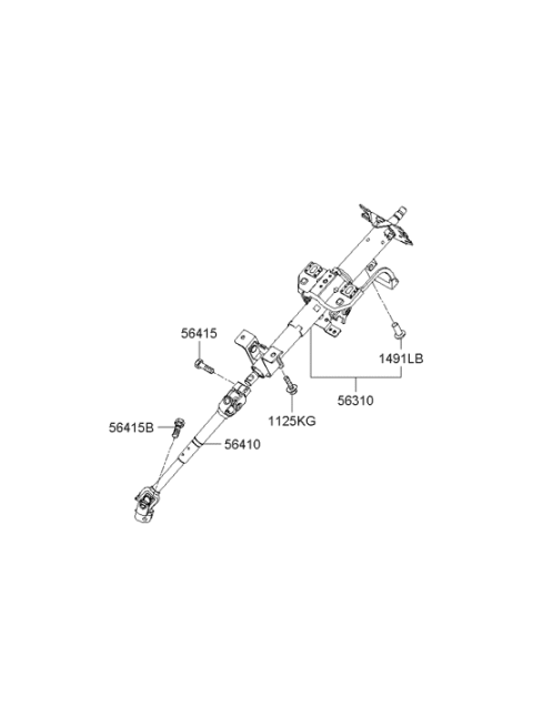 2005 Hyundai Accent Upper Column Assembly Diagram for 56310-1E200