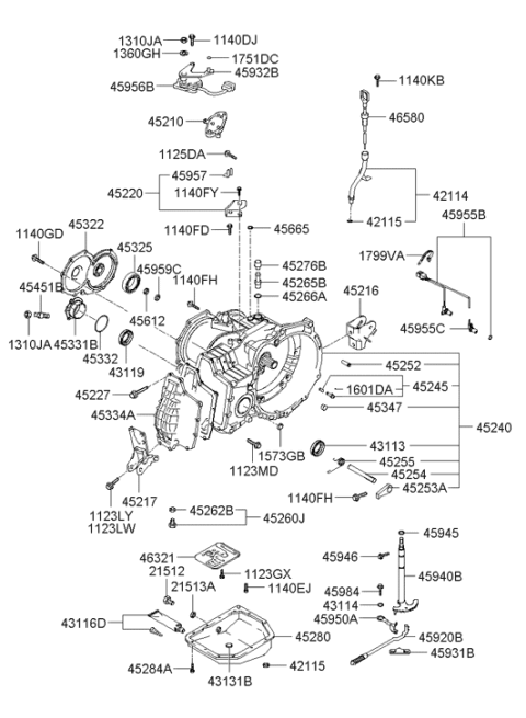 2005 Hyundai Accent Oil Seal Diagram for 43119-28003