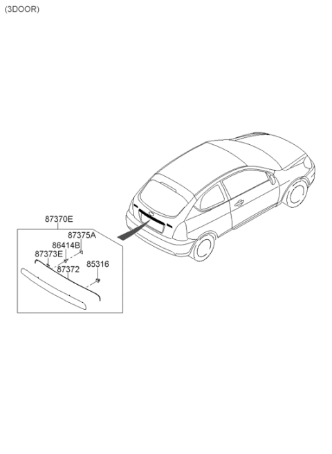 2005 Hyundai Accent New Body Style Back Panel Garnish Diagram 2