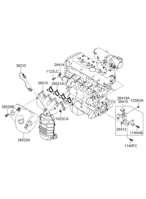 2005 Hyundai Accent Exhaust Manifold Assembly Diagram for 28510-26190