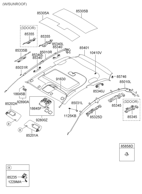 2005 Hyundai Accent Pad-Roof No.2 Diagram for 85385-1E500