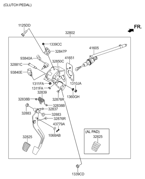 2014 Hyundai Elantra US Alabama made Brake & Clutch Pedal Diagram 2