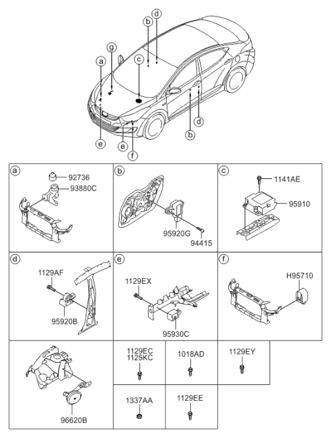 2015 Hyundai Elantra Air Bag Control Module Assembly Diagram for 95910-3Y600
