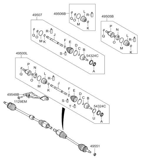 2014 Hyundai Elantra US Alabama made Drive Shaft-Front Diagram 2