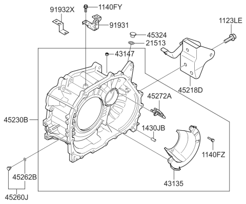 2014 Hyundai Elantra US Alabama made Auto Transmission Case Diagram 2