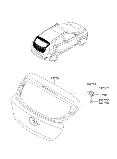 2013 Hyundai Accent Hinge Assembly-Tail Gate Diagram for 79770-1J000