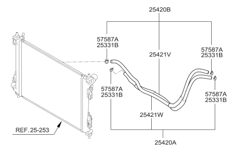 2012 Hyundai Accent Hose-Oil Cooler Diagram for 25421-1R100