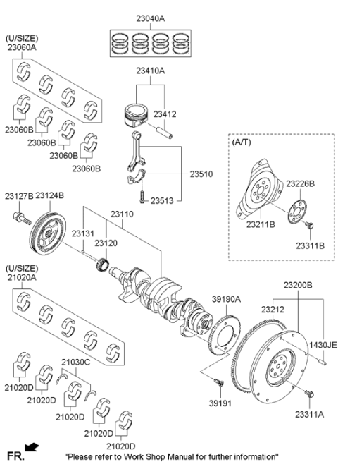 2011 Hyundai Accent Crankshaft Assembly Diagram for 23110-2B600