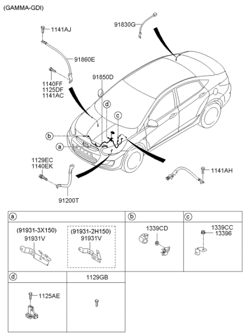 2012 Hyundai Accent Battery Wiring Assembly Diagram for 91850-1R200