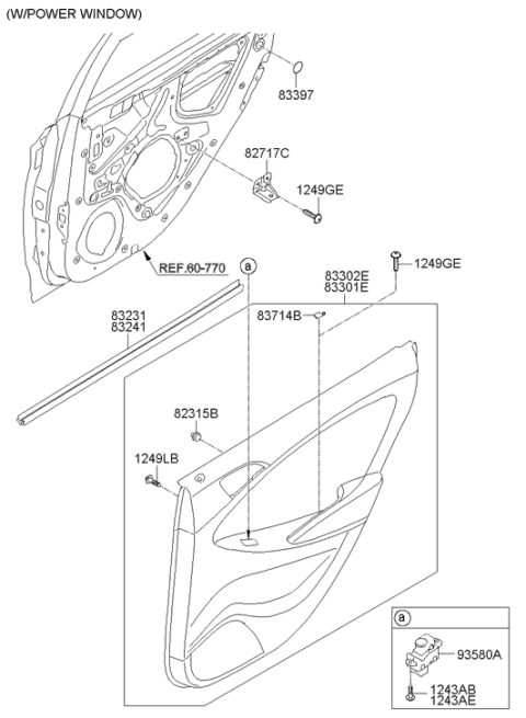 2012 Hyundai Accent Rear Door Belt Weatherstrip Inside Left Hand Diagram for 83231-0U000-4X
