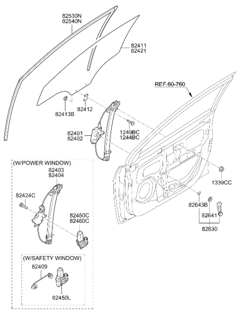 2014 Hyundai Accent Front Power Window Motor Assembly Left Hand Diagram for 82450-1R010