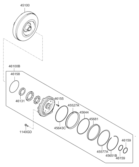 2011 Hyundai Accent Torque Converter Assembly Diagram for 45100-26020