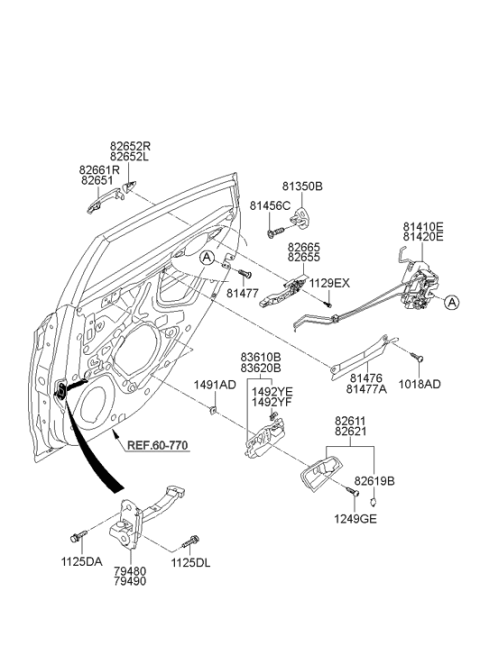 2014 Hyundai Accent Rear Door Checker Assembly Left Hand Diagram for 79480-0U000