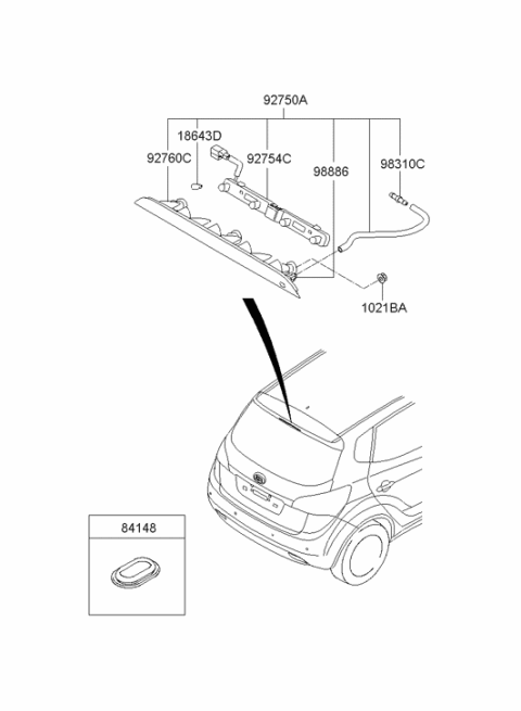 2014 Hyundai Accent Rear Window Back Glass Spray Nozzle And Hose Diagram for 98931-0U000