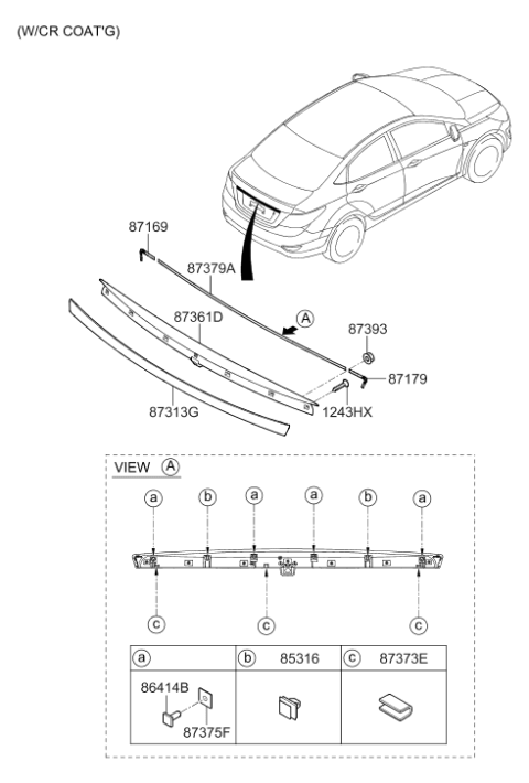 2014 Hyundai Accent Back Panel Moulding Diagram 2