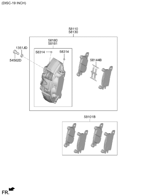 2026 Hyundai Genesis GV60 Front Wheel Brake Diagram 2