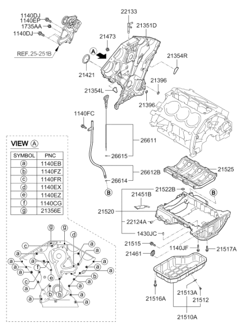 2011 Hyundai Genesis Coupe Belt Cover & Oil Pan Diagram 2