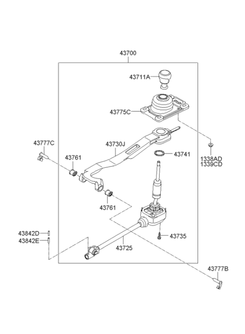 2010 Hyundai Genesis Coupe Pin-Snap Diagram for 43775-2M500
