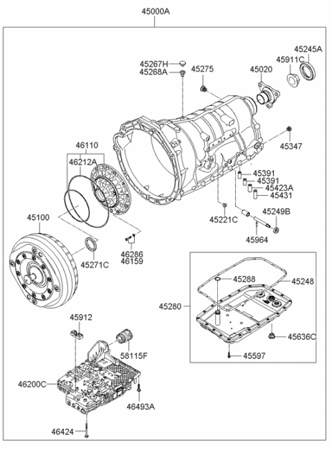 2010 Hyundai Genesis Coupe Oil Pump Assembly Diagram for 46110-49600