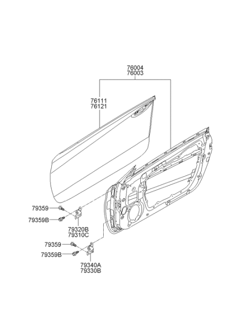 2008 Hyundai Genesis Coupe Hinge Assembly-Door Upper,RH Diagram for 79320-2M000