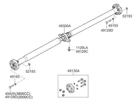 2008 Hyundai Genesis Coupe Propeller Shaft Assembly Diagram for 49300-2M102