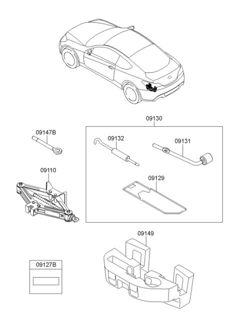 2010 Hyundai Genesis Coupe Tool Case Diagram for 09149-02000