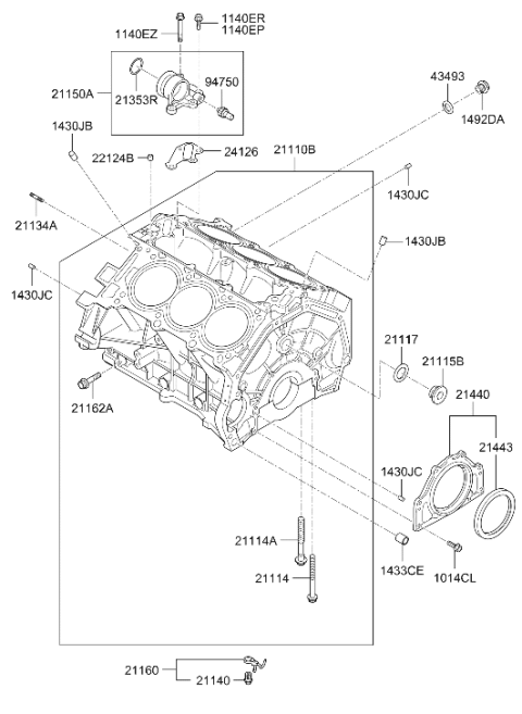 2008 Hyundai Genesis Coupe Case Assembly-Oil Seal Diagram for 21130-3C700