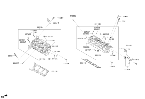 2008 Hyundai Genesis Coupe Cylinder Head Sub Assembly Right Hand Diagram for 22110-3C750