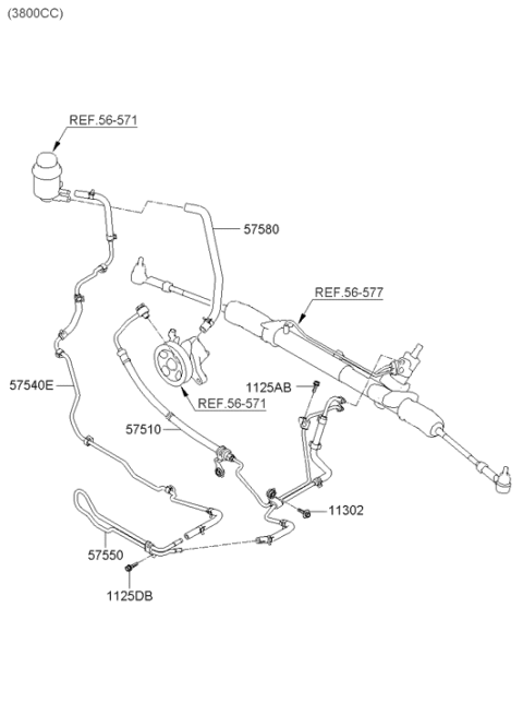 2009 Hyundai Genesis Coupe Power Steering Oil Pressure Hose Assembly Diagram for 57510-2M000