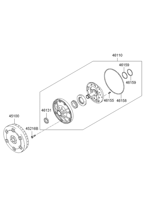 2008 Hyundai Genesis Coupe Torque Converter Assembly Diagram for 45100-4C220