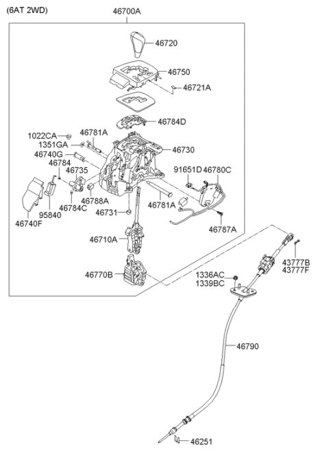 2011 Hyundai Genesis Coupe Shift Lever Indicator Assembly Diagram for 00074-580