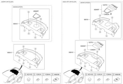 2008 Hyundai Genesis Coupe Child Anchor Bezel Assembly Diagram for 85619-1E000-9P