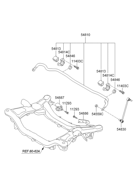 2011 Hyundai Genesis Coupe Stabilizer Bar Bush Diagram for 54813-2M000